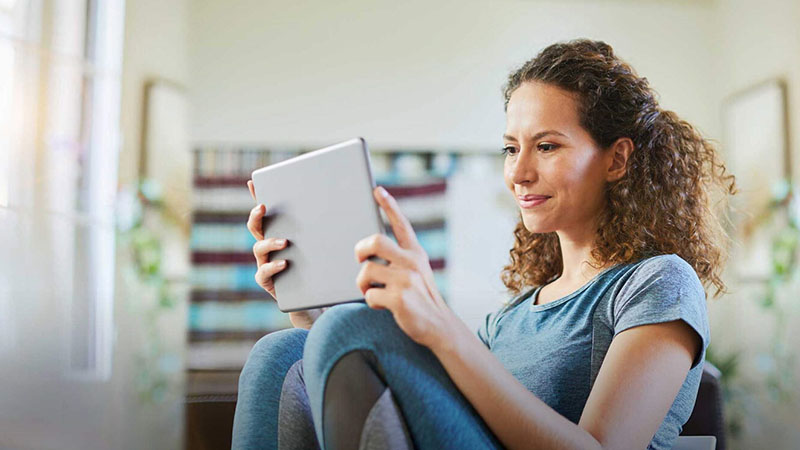 woman using ipad