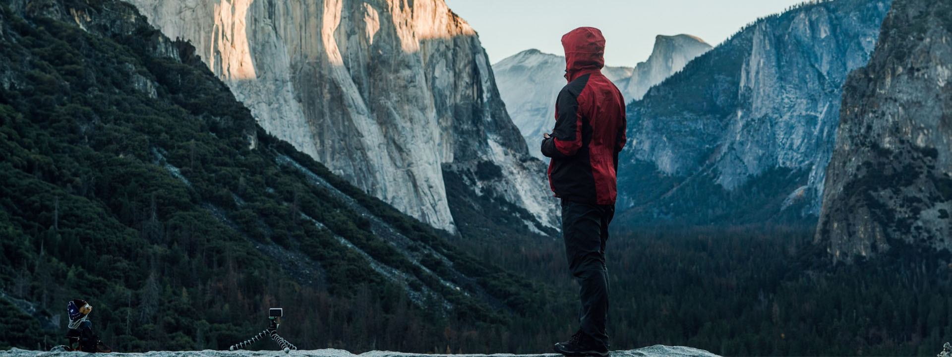 person stood on snowy mountain